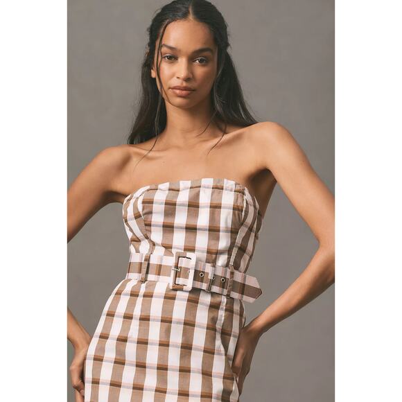 Maeve Belted Square-Neck Plaid Dress - New XL - Picture 2 of 4